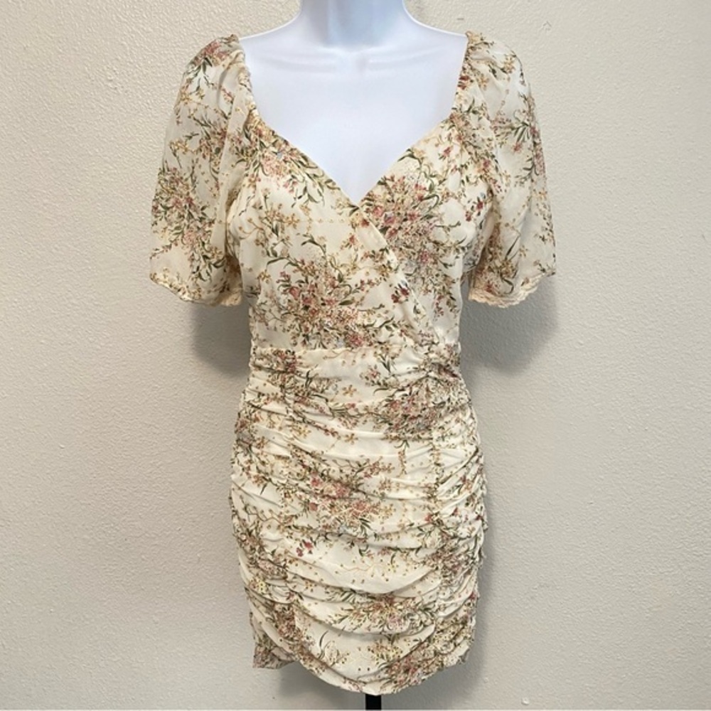 Floral Puff Sleeve Coquette Mini Dress Dainty Feminine Romantic Kentucky Derby